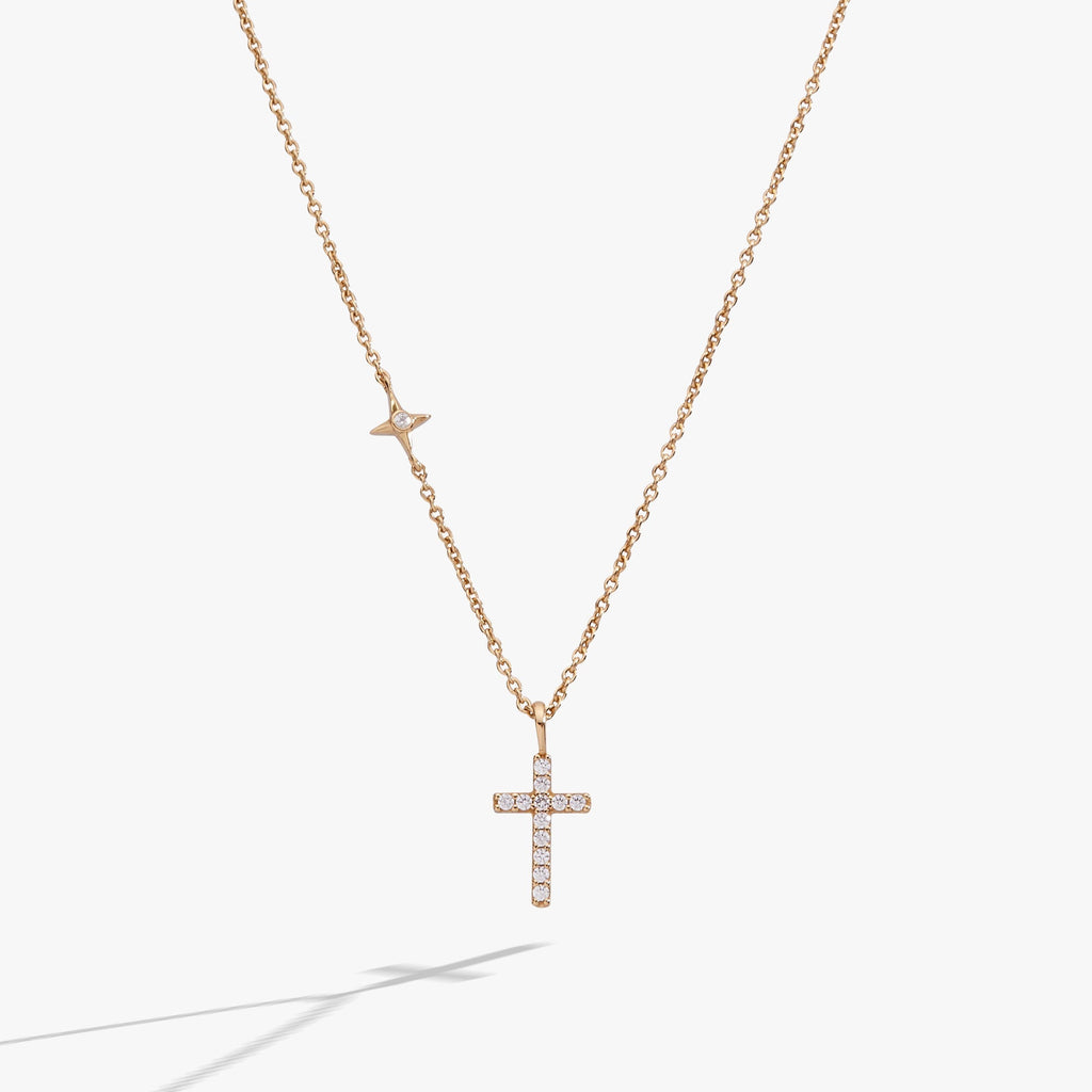 Cross Delicate Pave Crystal Pendant Necklace - Two & Gathered