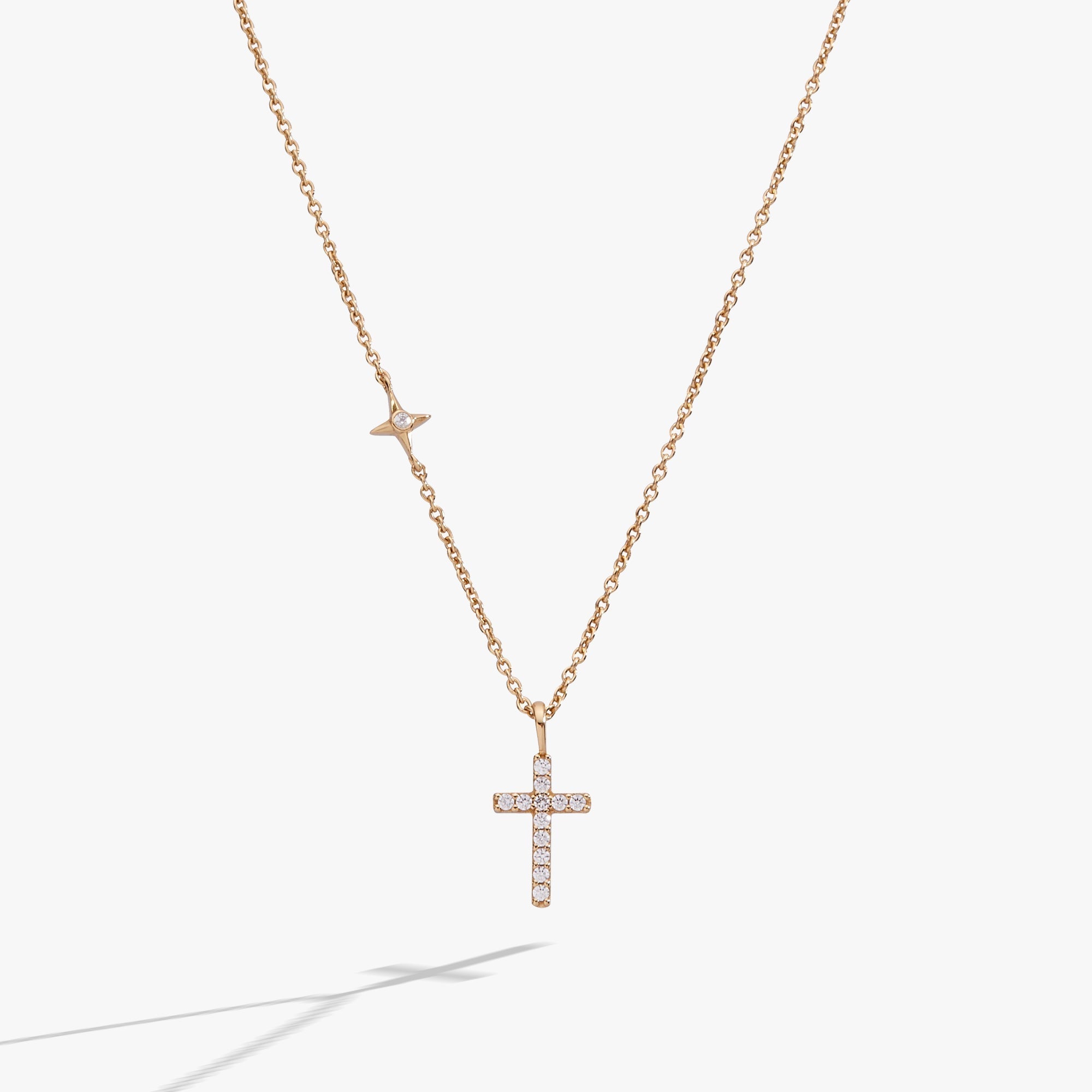 Cross Delicate Pave Crystal Pendant Necklace - Two & Gathered