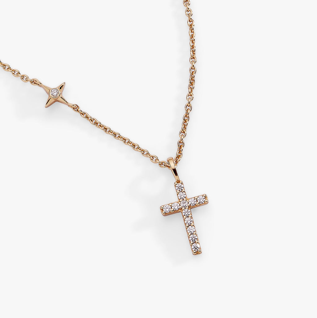 Cross Delicate Pave Crystal Pendant Necklace - Two & Gathered