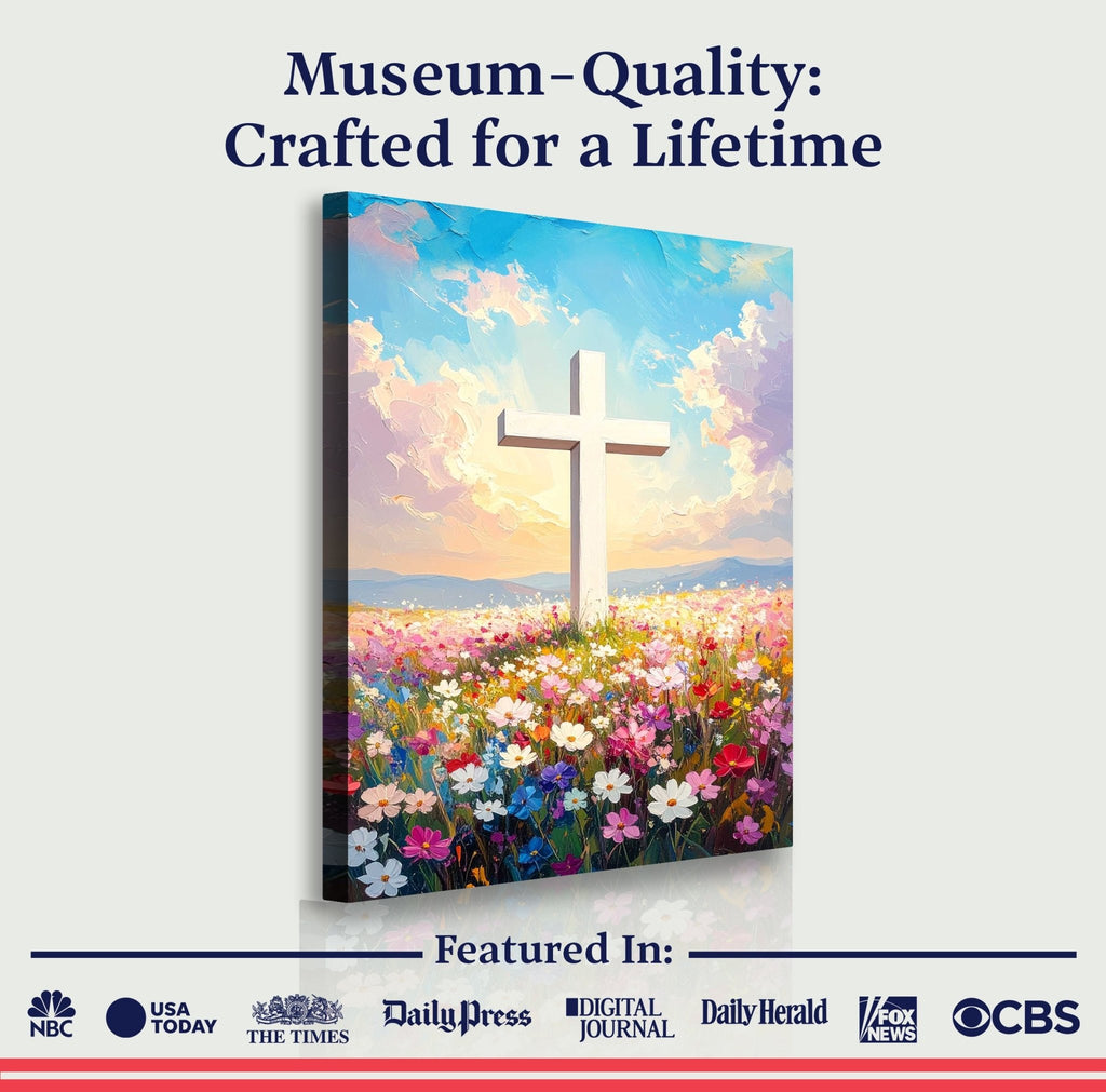 Cross Floral Field Faith Wall Art - Two & Gathered