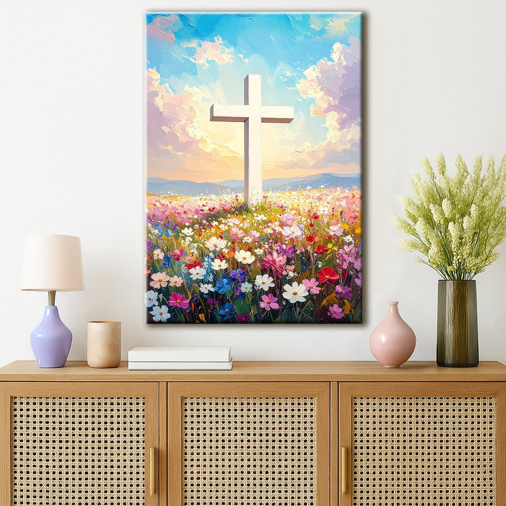 Cross Floral Field Faith Wall Art - Two & Gathered