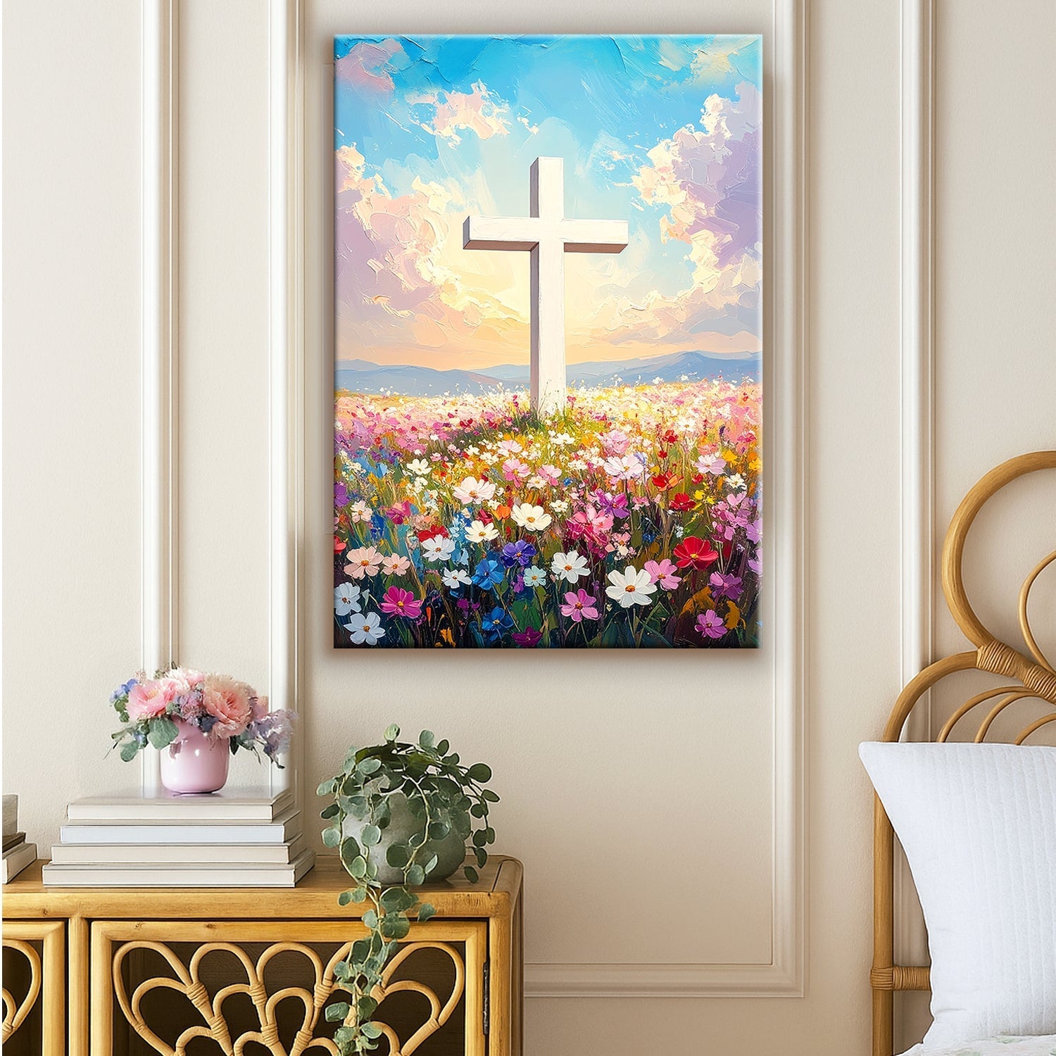Cross Floral Field Faith Wall Art - Two & Gathered