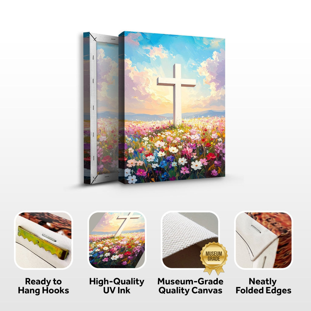 Cross Floral Field Faith Wall Art - Two & Gathered