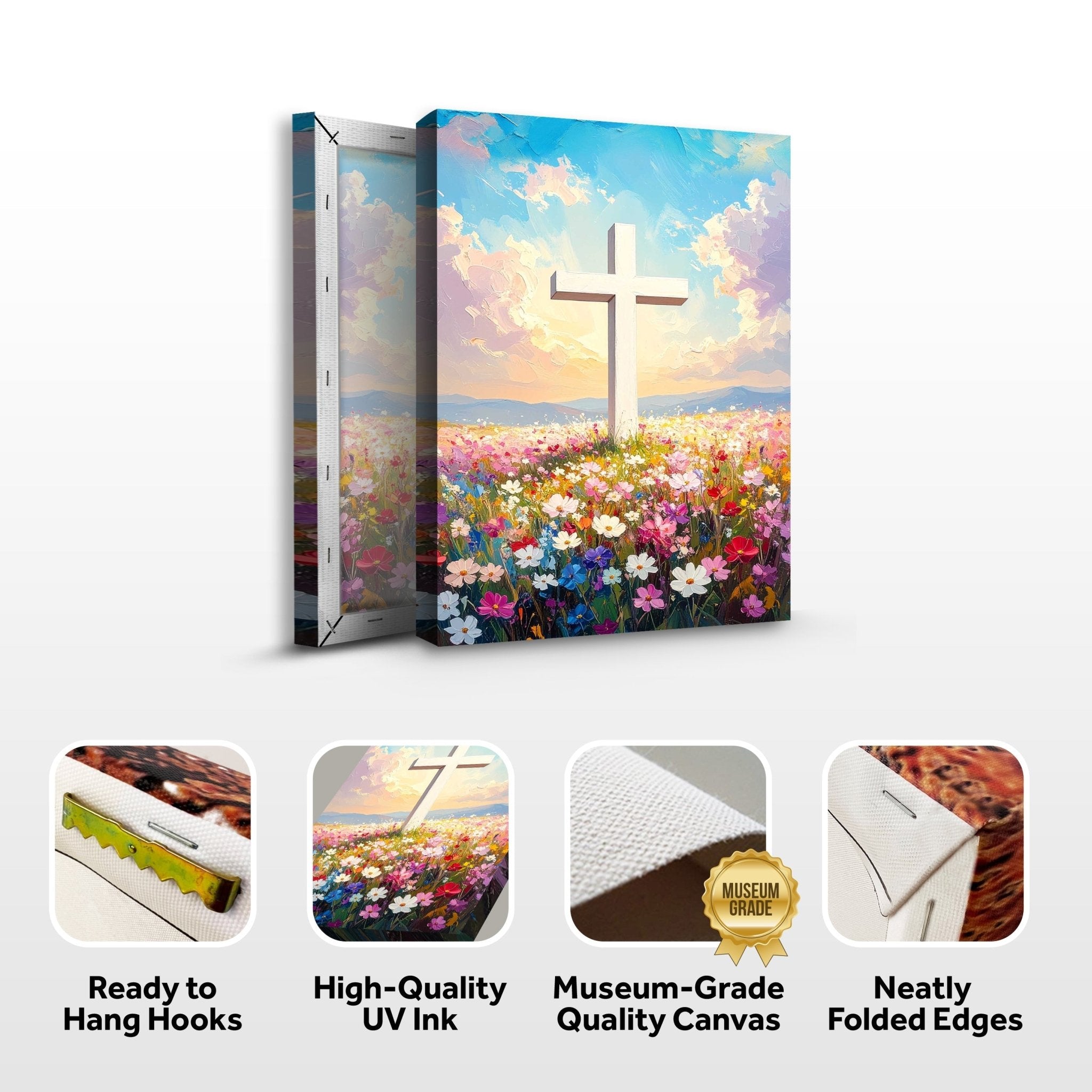 Cross Floral Field Faith Wall Art - Two & Gathered