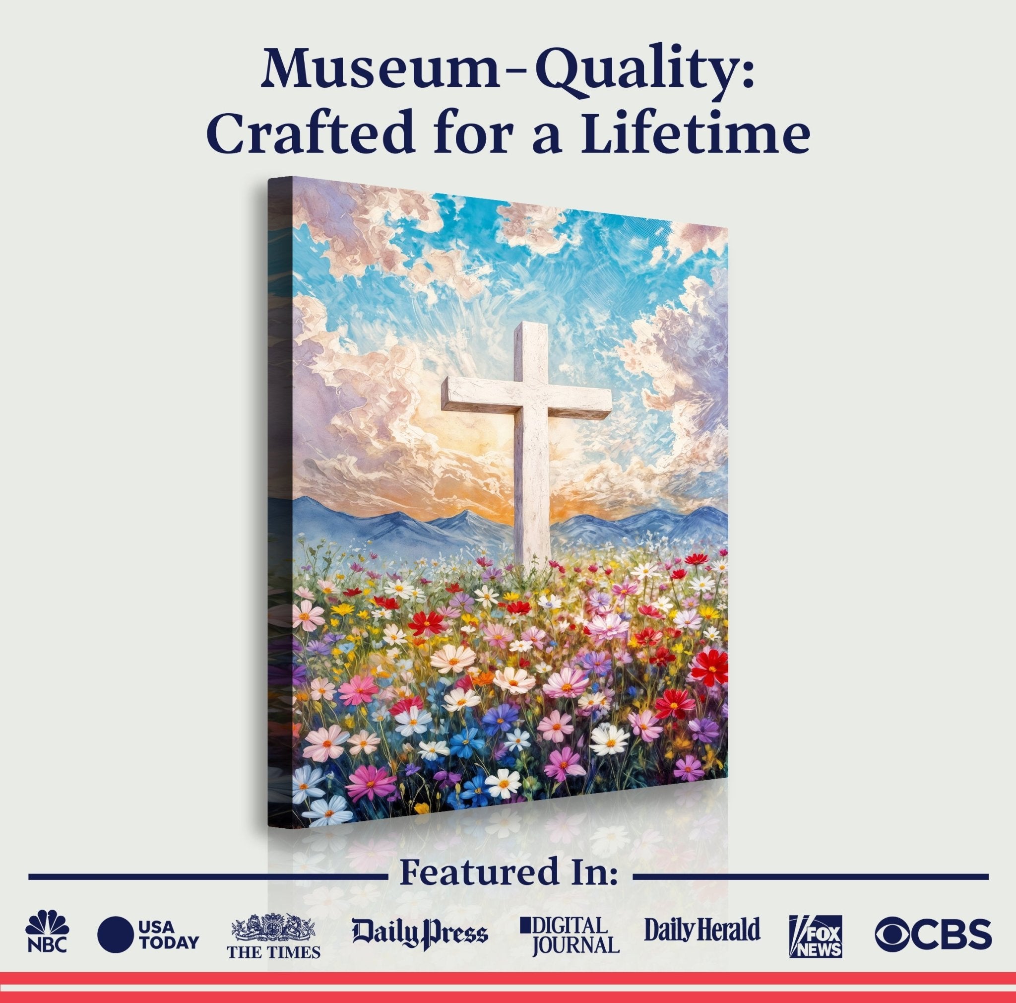 Cross Floral Field Faith Wall Art II - Two & Gathered