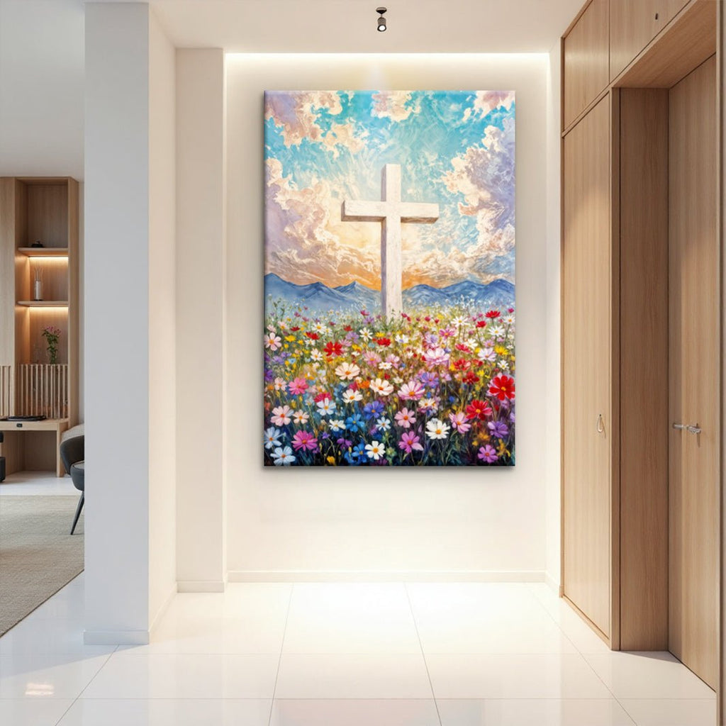 Cross Floral Field Faith Wall Art II - Two & Gathered