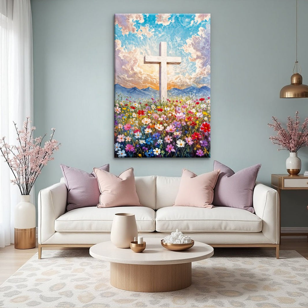 Cross Floral Field Faith Wall Art II - Two & Gathered