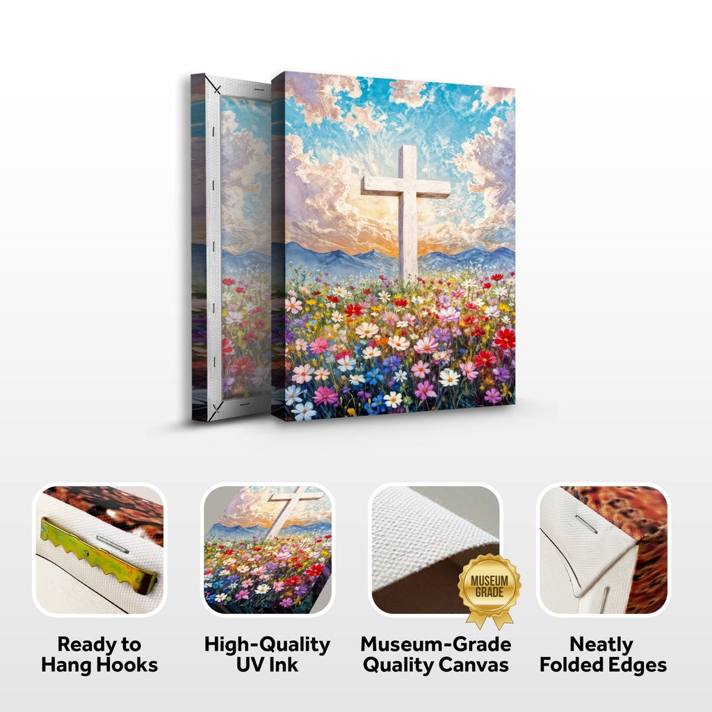 Cross Floral Field Faith Wall Art II - Two & Gathered