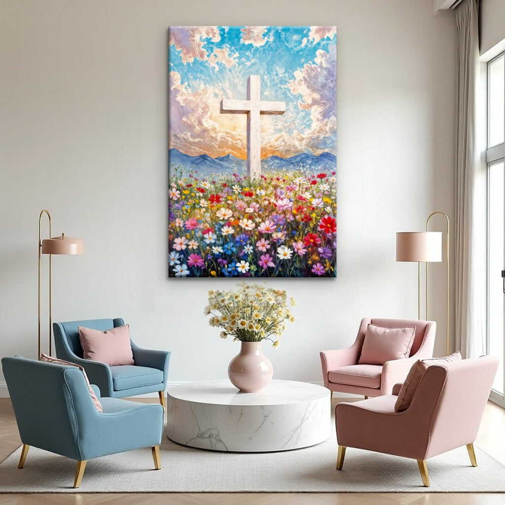 Cross Floral Field Faith Wall Art II - Two & Gathered