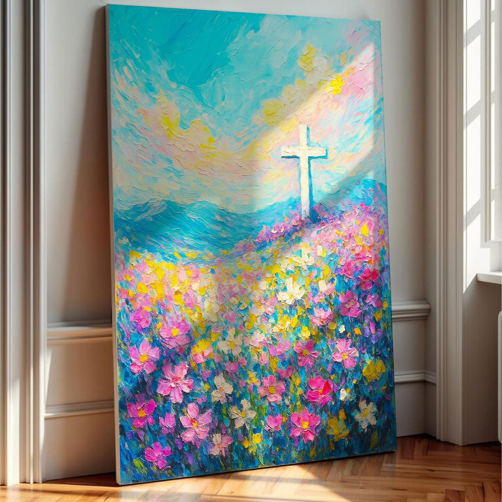 Cross Floral Field Faith Wall Art III - Two & Gathered