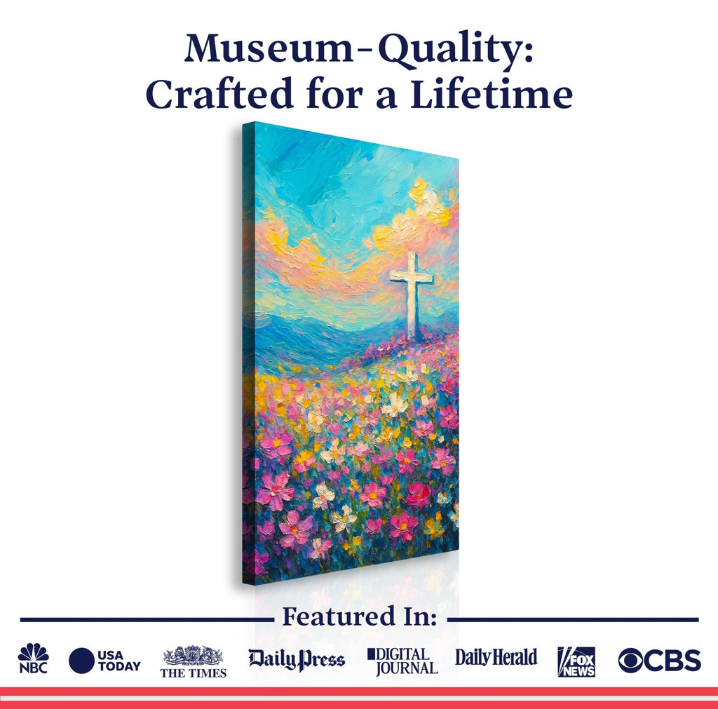 Cross Floral Field Faith Wall Art III - Two & Gathered
