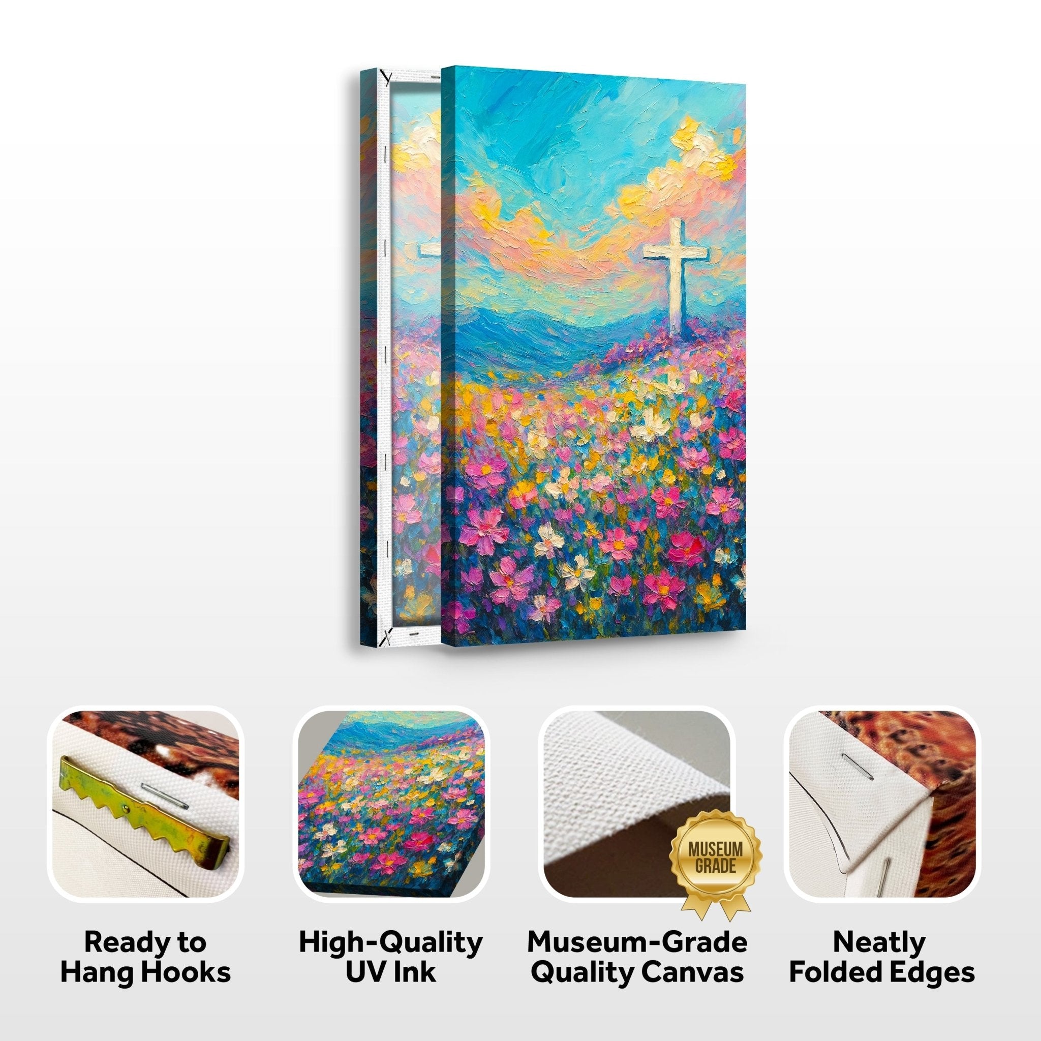 Cross Floral Field Faith Wall Art III - Two & Gathered