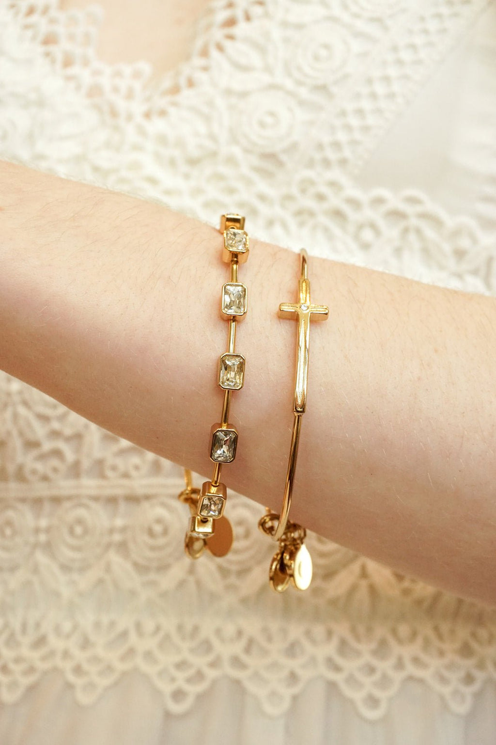 Cross Inline Bangle - Two & Gathered