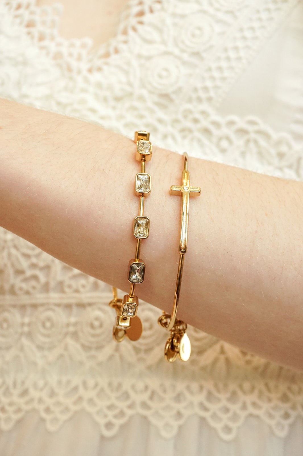 Cross Inline Bangle - Two & Gathered