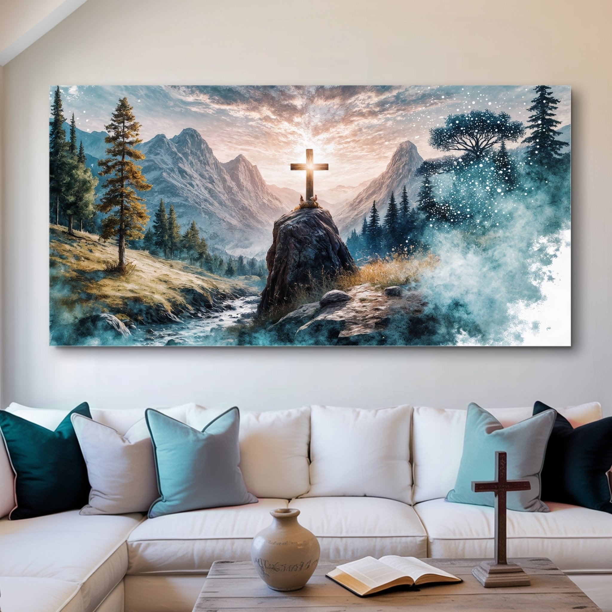 Cross On A Hill Faith Wall Art - Two & Gathered
