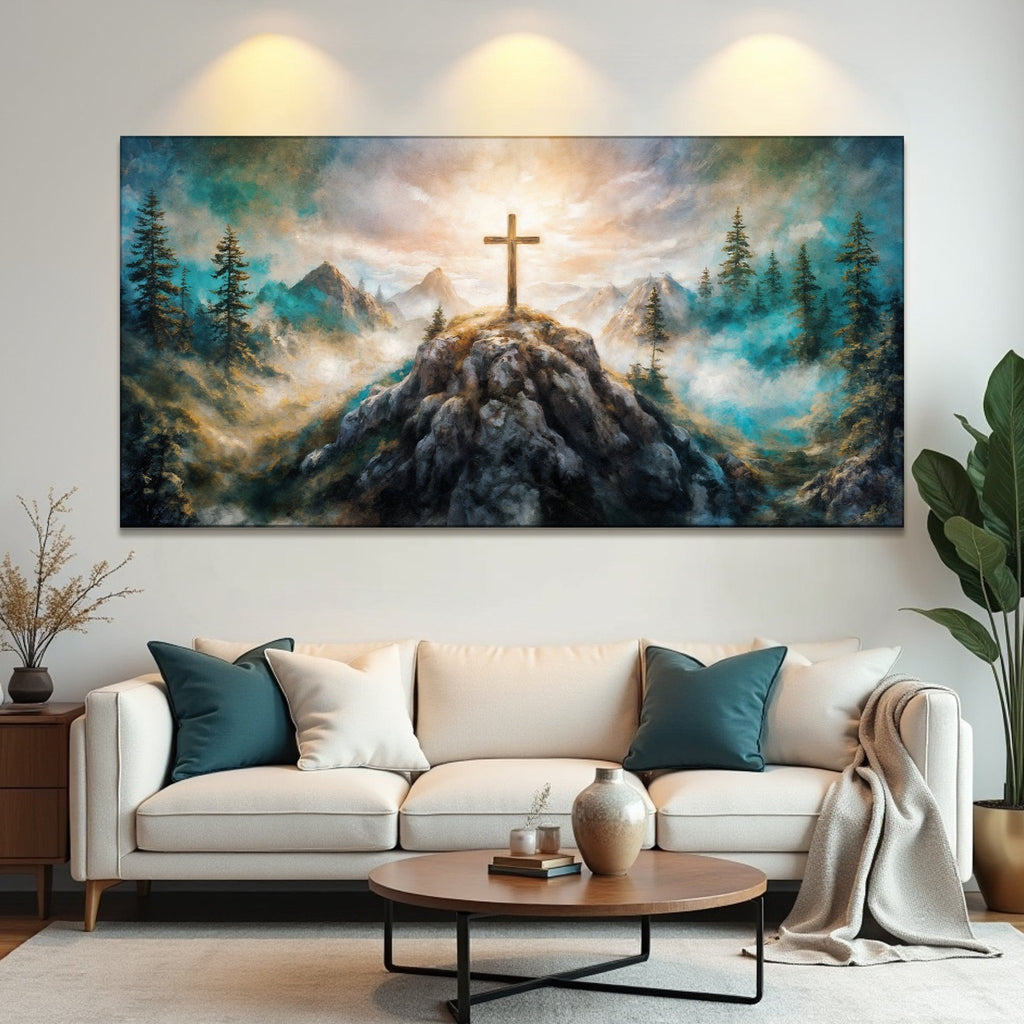 Cross On A Hill Faith Wall Art III - Two & Gathered