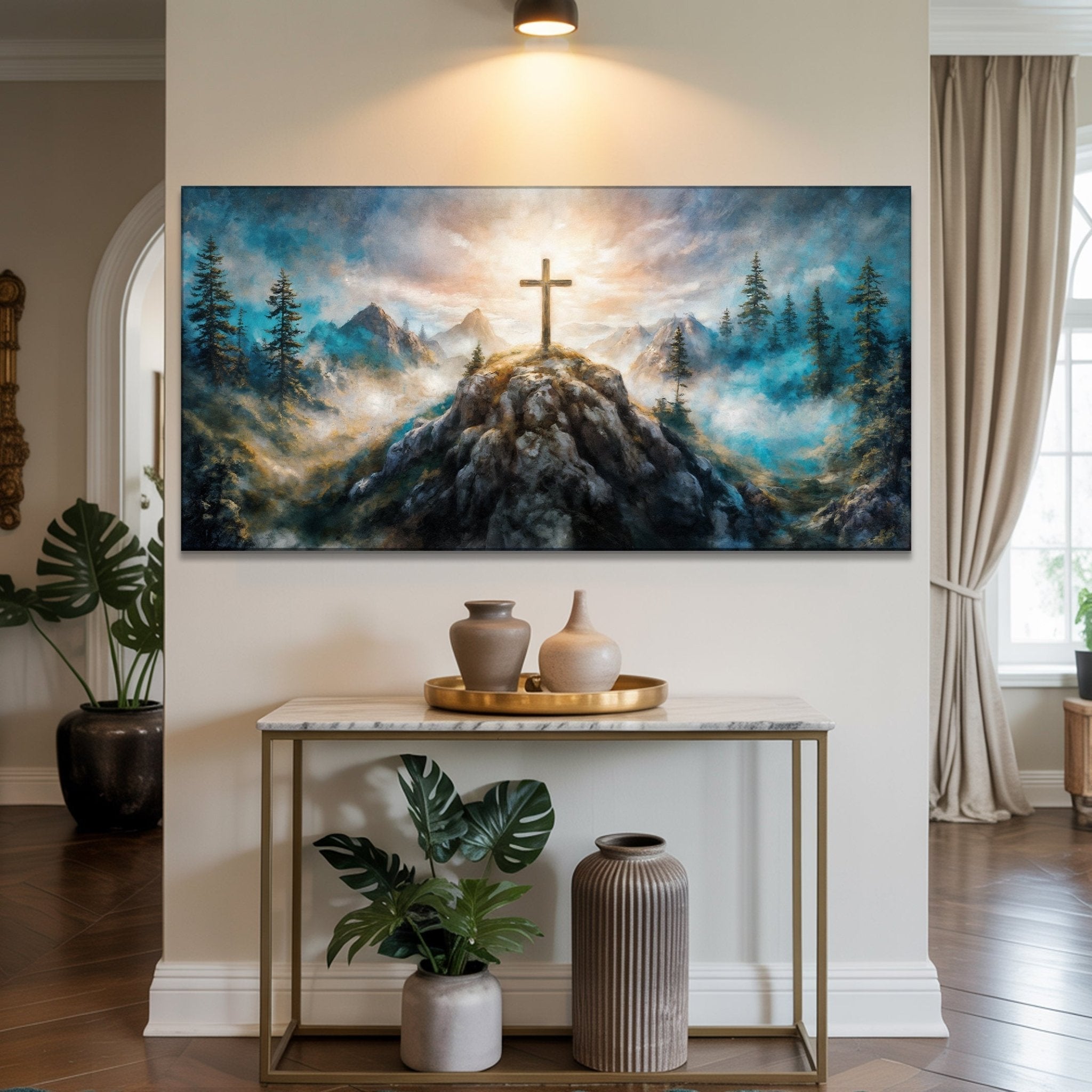 Cross On A Hill Faith Wall Art III - Two & Gathered
