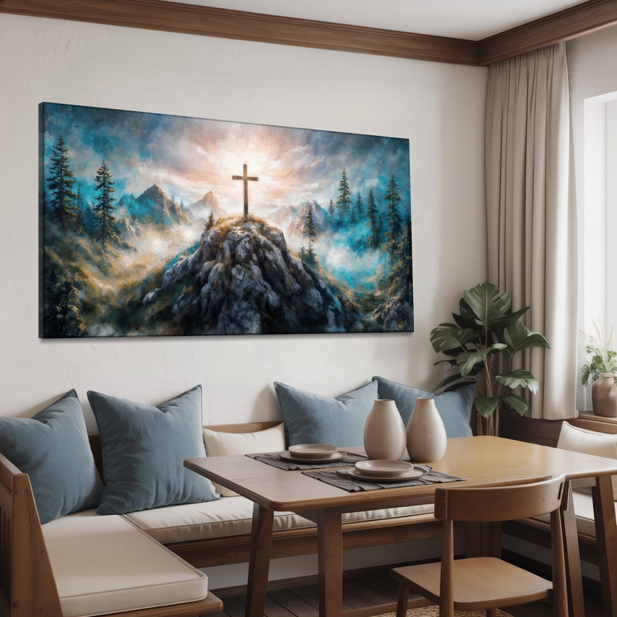 Cross On A Hill Faith Wall Art III - Two & Gathered