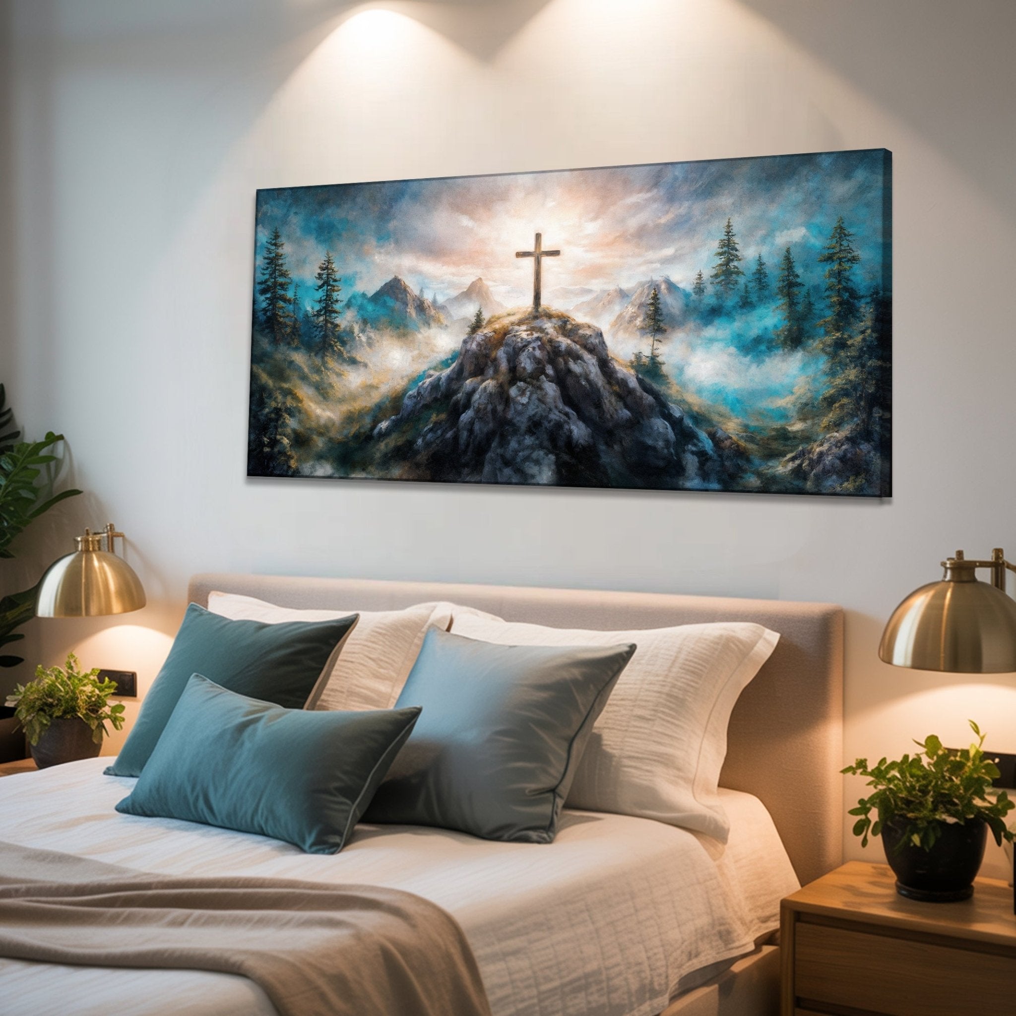 Cross On A Hill Faith Wall Art III - Two & Gathered
