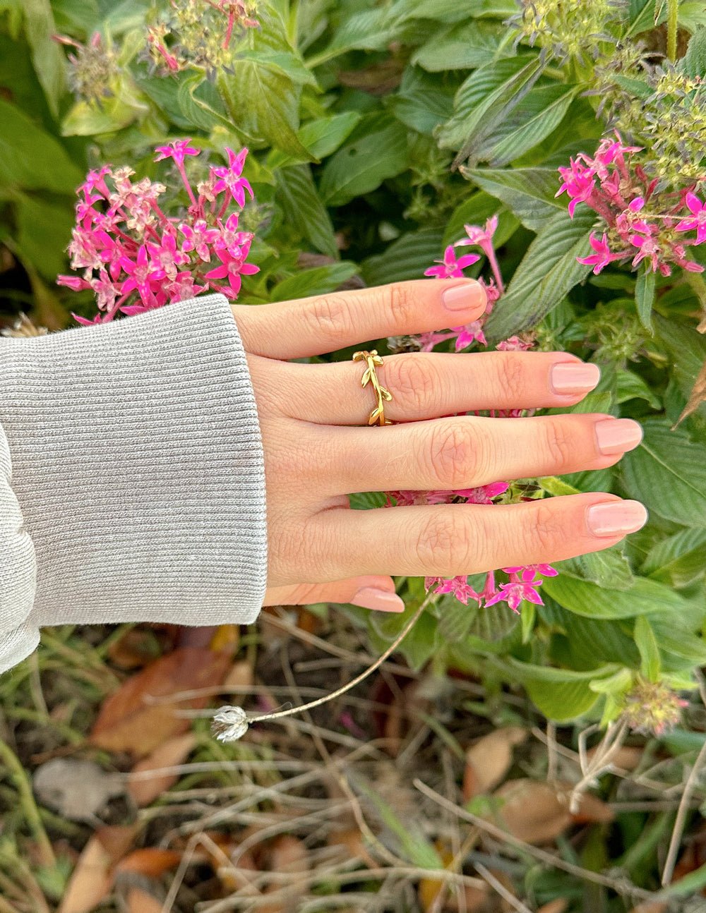 Dainty Olive Branch Ring - Two & Gathered
