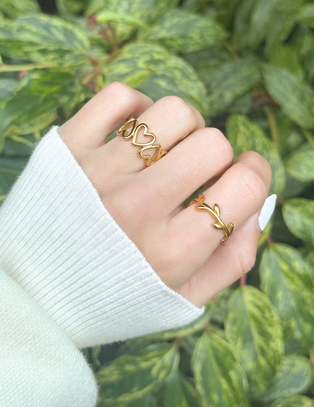 Dainty Olive Branch Ring - Two & Gathered