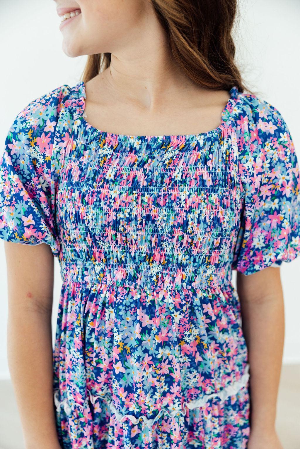 Darling Daisies Smocked Ruffle Dress - Two & Gathered