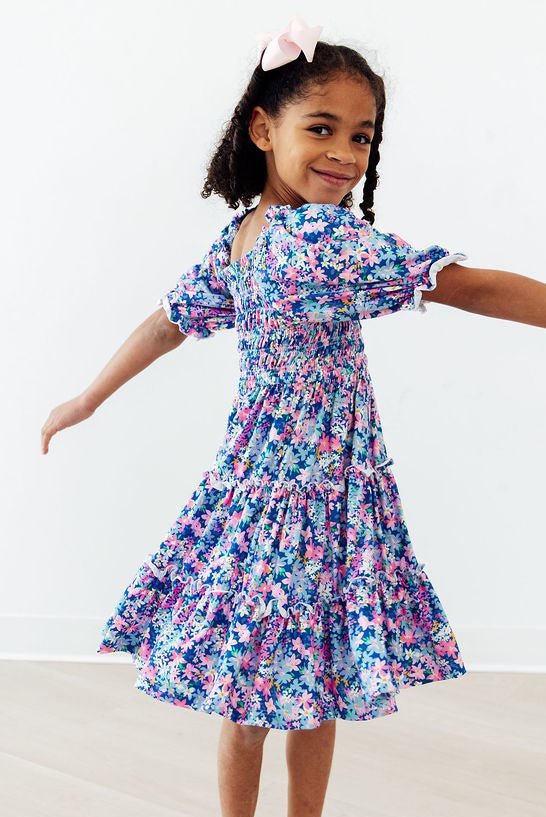 Darling Daisies Smocked Ruffle Dress - Two & Gathered