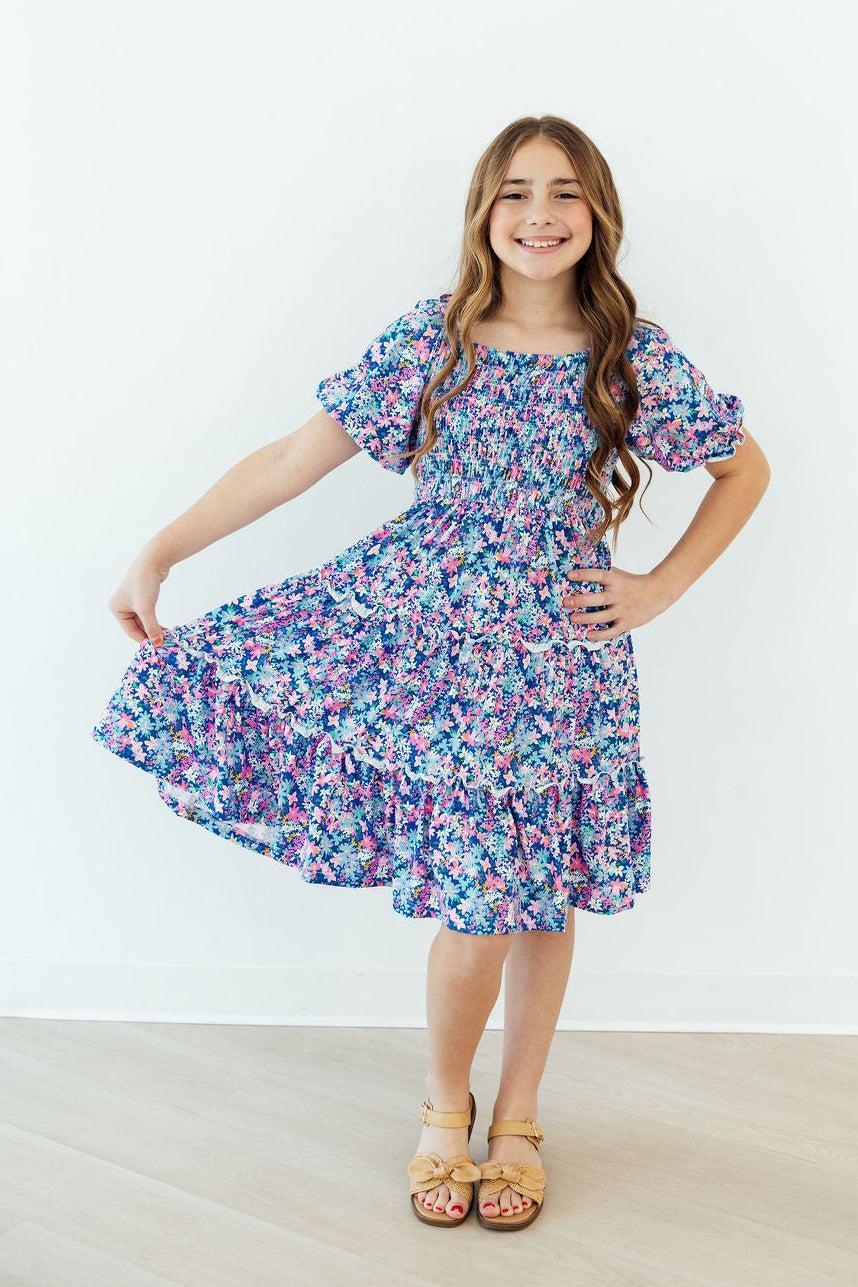 Darling Daisies Smocked Ruffle Dress - Two & Gathered