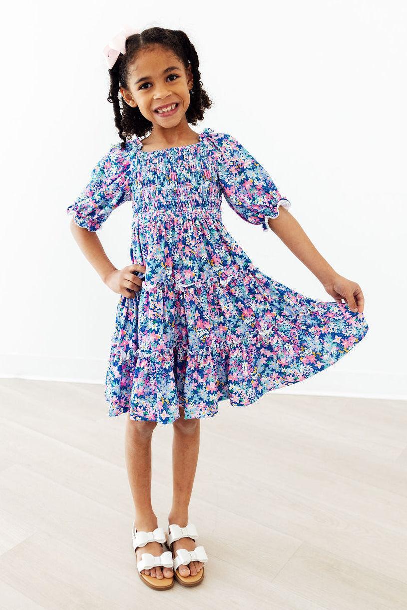 Darling Daisies Smocked Ruffle Dress - Two & Gathered
