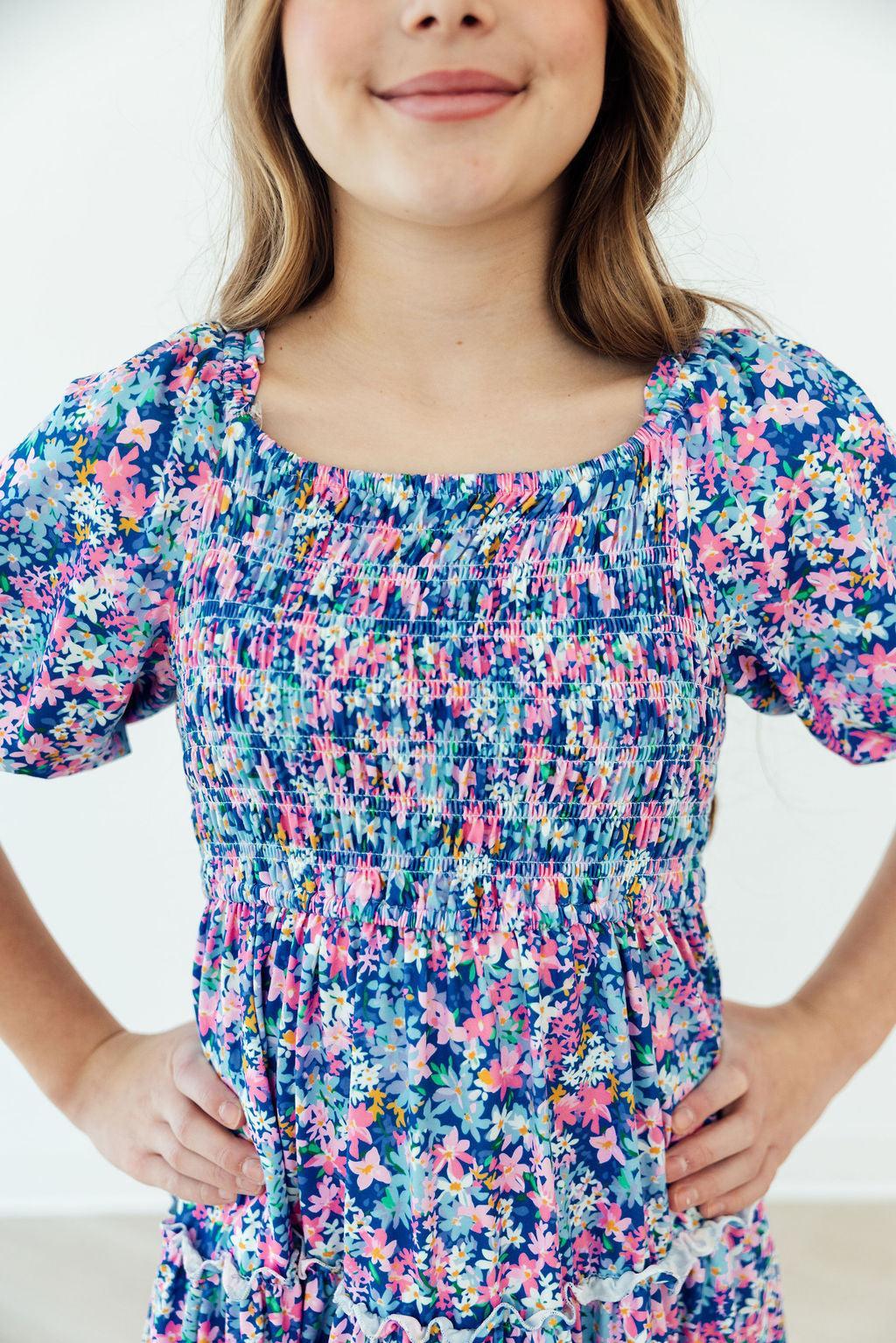 Darling Daisies Smocked Ruffle Dress - Two & Gathered