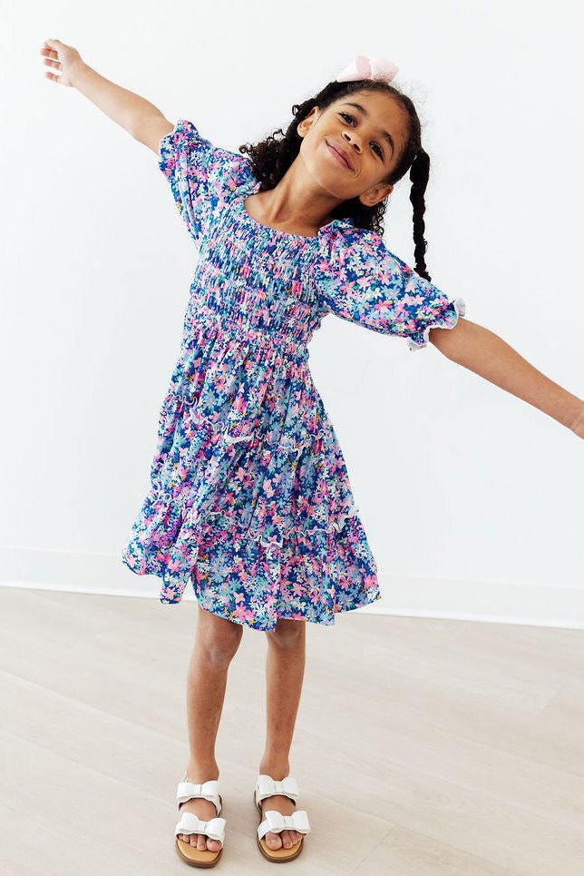 Darling Daisies Smocked Ruffle Dress - Two & Gathered