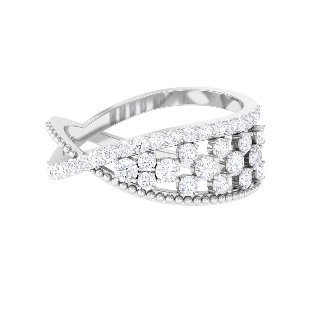 Designer Diamond Band Ring with Criss Cross Shank - Two & Gathered