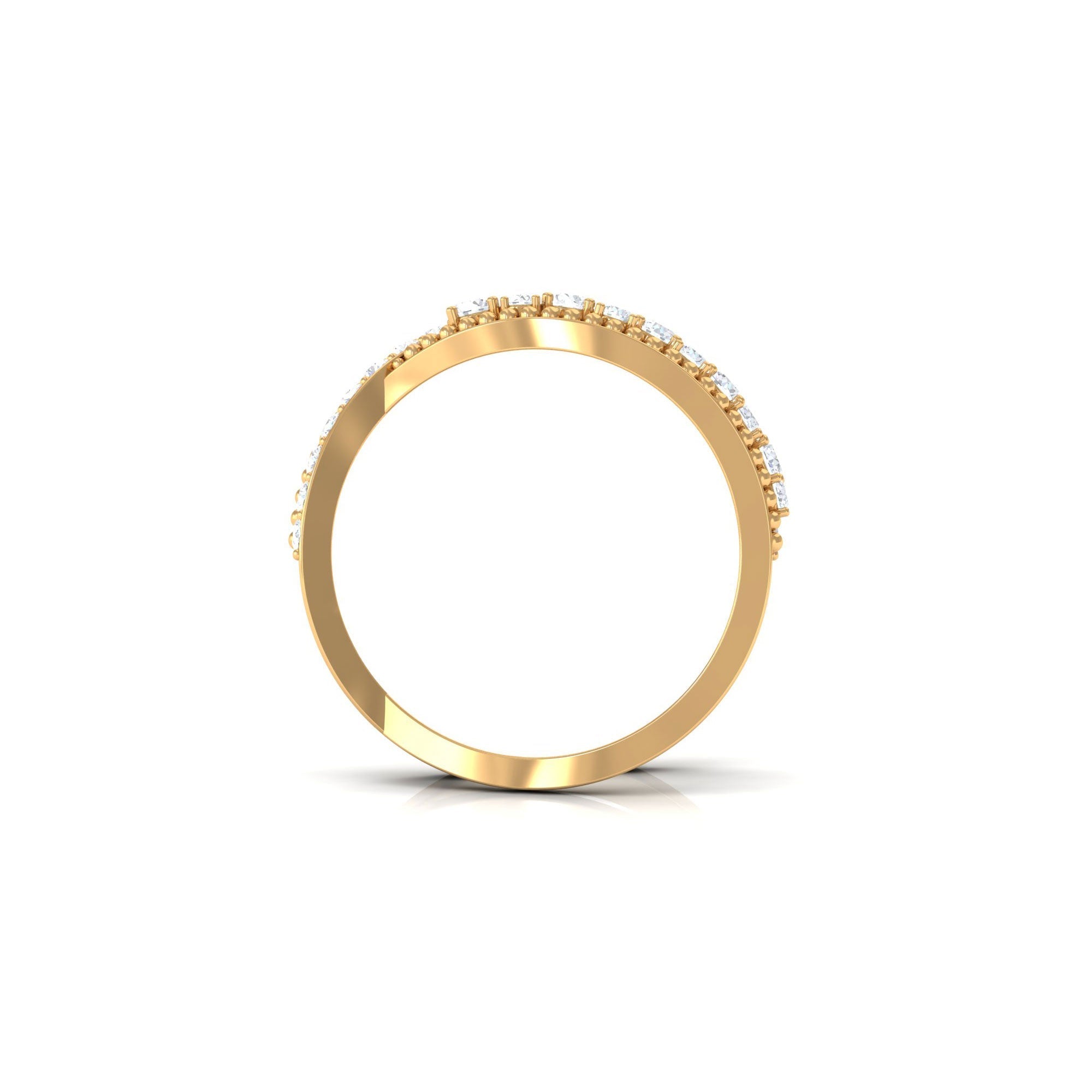 Designer Diamond Band Ring with Criss Cross Shank - Two & Gathered