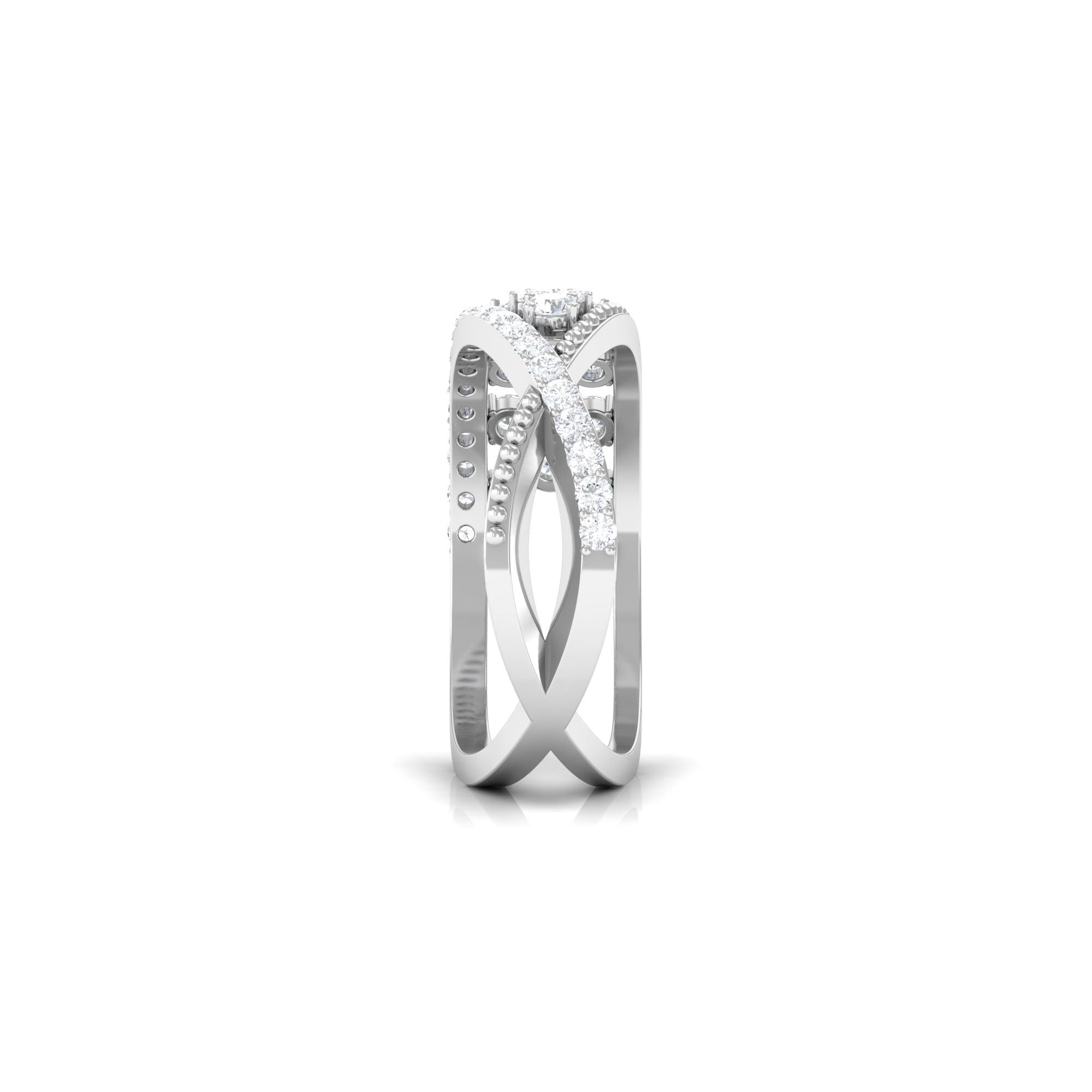 Designer Diamond Band Ring with Criss Cross Shank - Two & Gathered