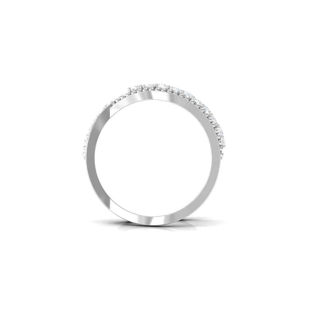 Designer Diamond Band Ring with Criss Cross Shank - Two & Gathered