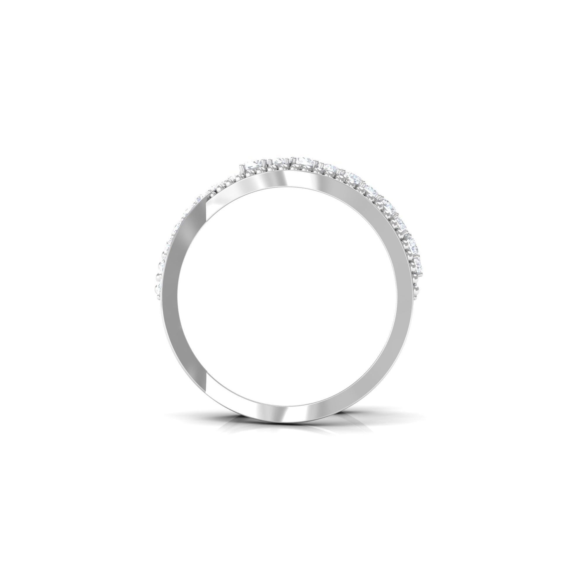 Designer Diamond Band Ring with Criss Cross Shank - Two & Gathered