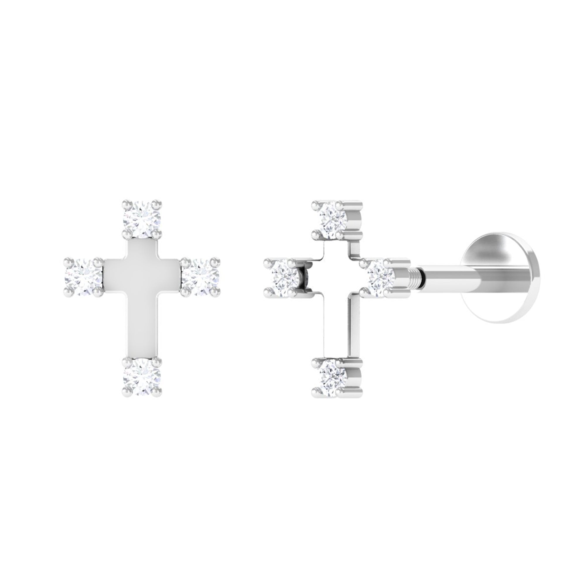 Diamond Cross Cartilage Earring - Two & Gathered