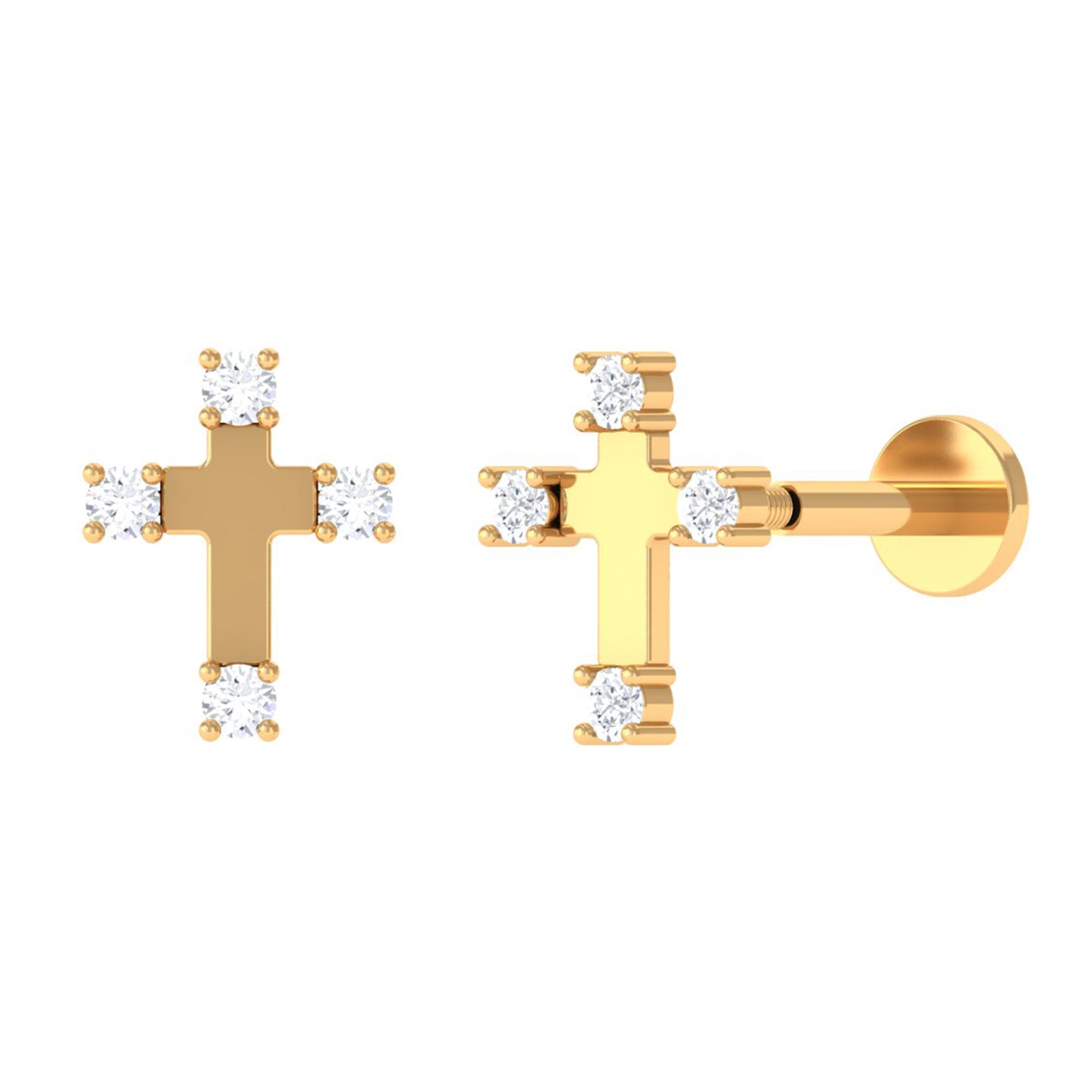 Diamond Cross Cartilage Earring - Two & Gathered