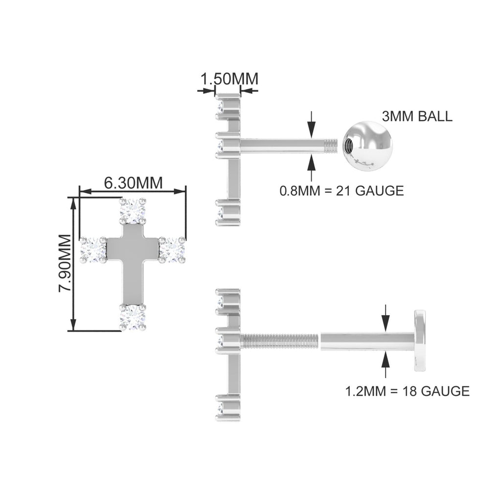 Diamond Cross Cartilage Earring - Two & Gathered