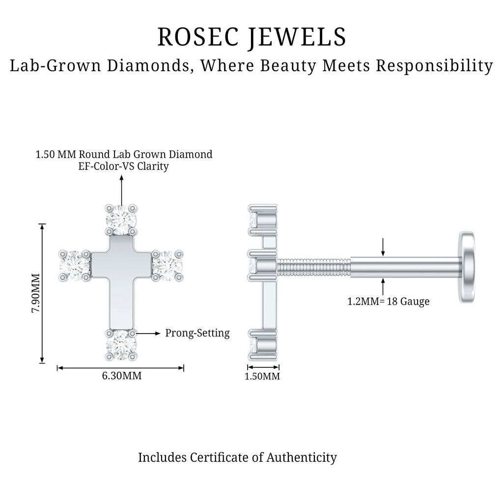 Diamond Cross Cartilage Earring - Two & Gathered