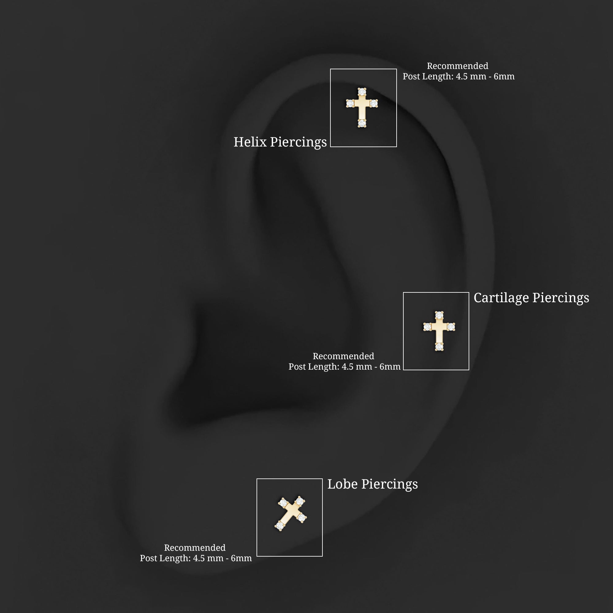 Diamond Cross Cartilage Earring - Two & Gathered