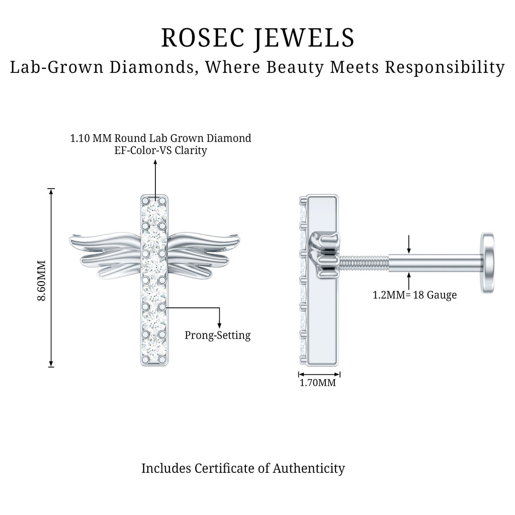 Diamond Cross Earring for Tragus Piercing - Two & Gathered