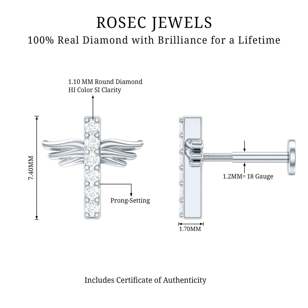 Diamond Cross Earring for Tragus Piercing - Two & Gathered