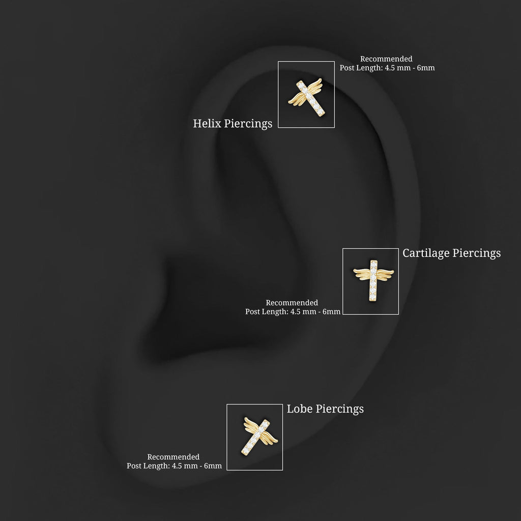 Diamond Cross Earring for Tragus Piercing - Two & Gathered