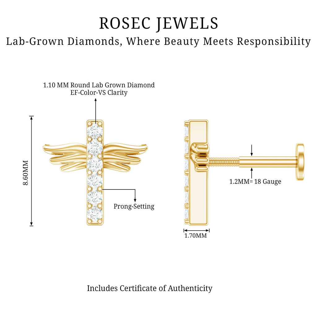 Diamond Cross Earring for Tragus Piercing - Two & Gathered