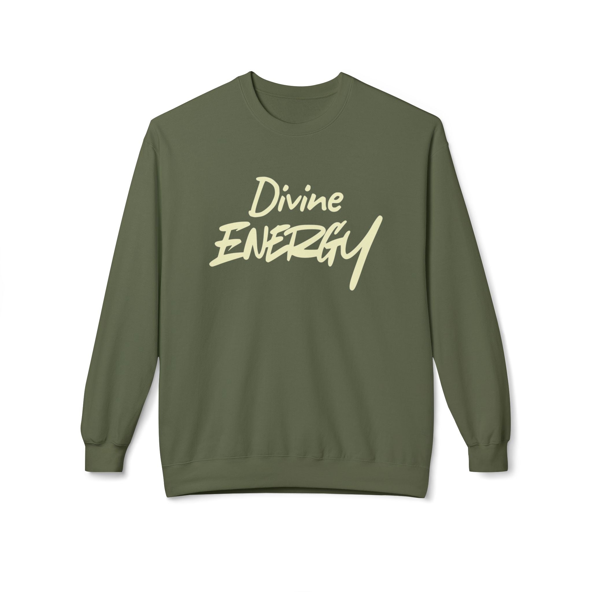 Divine Energy Crewneck Sweatshirt — Cream Script Spiritual Pullover - Two & Gathered