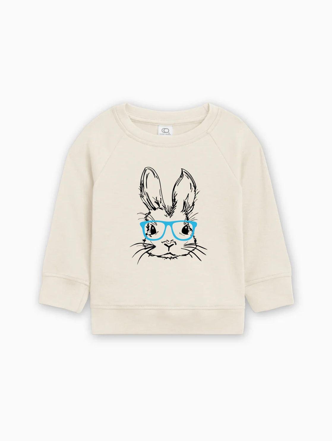 Easter Bunny With Blue Glasses Organic Cotton Baby toddler Pullover - Two & Gathered