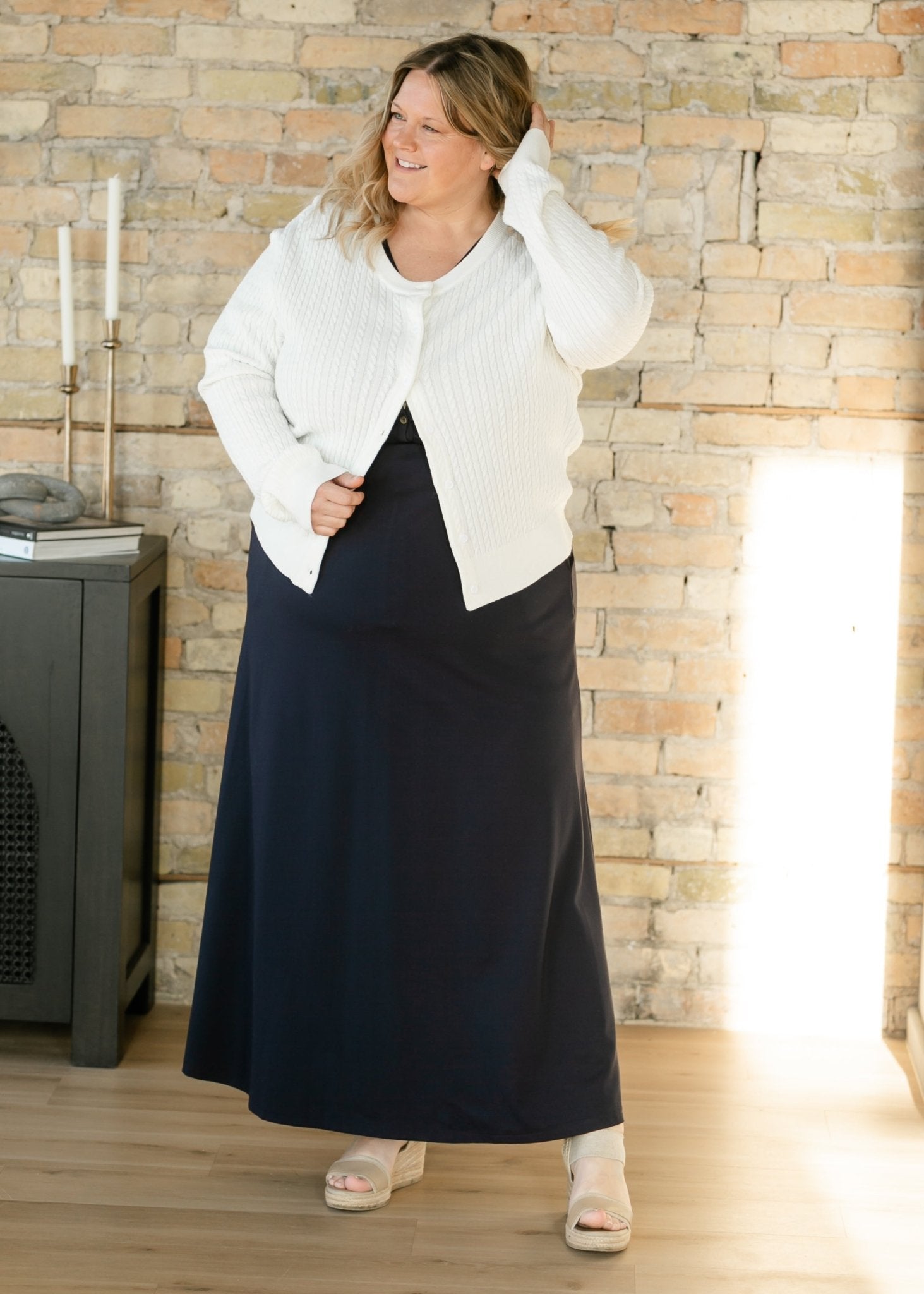 Ella Navy Cinched Waist Maxi Dress - Two & Gathered