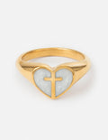 Enamel Heart Cross Ring - Two & Gathered