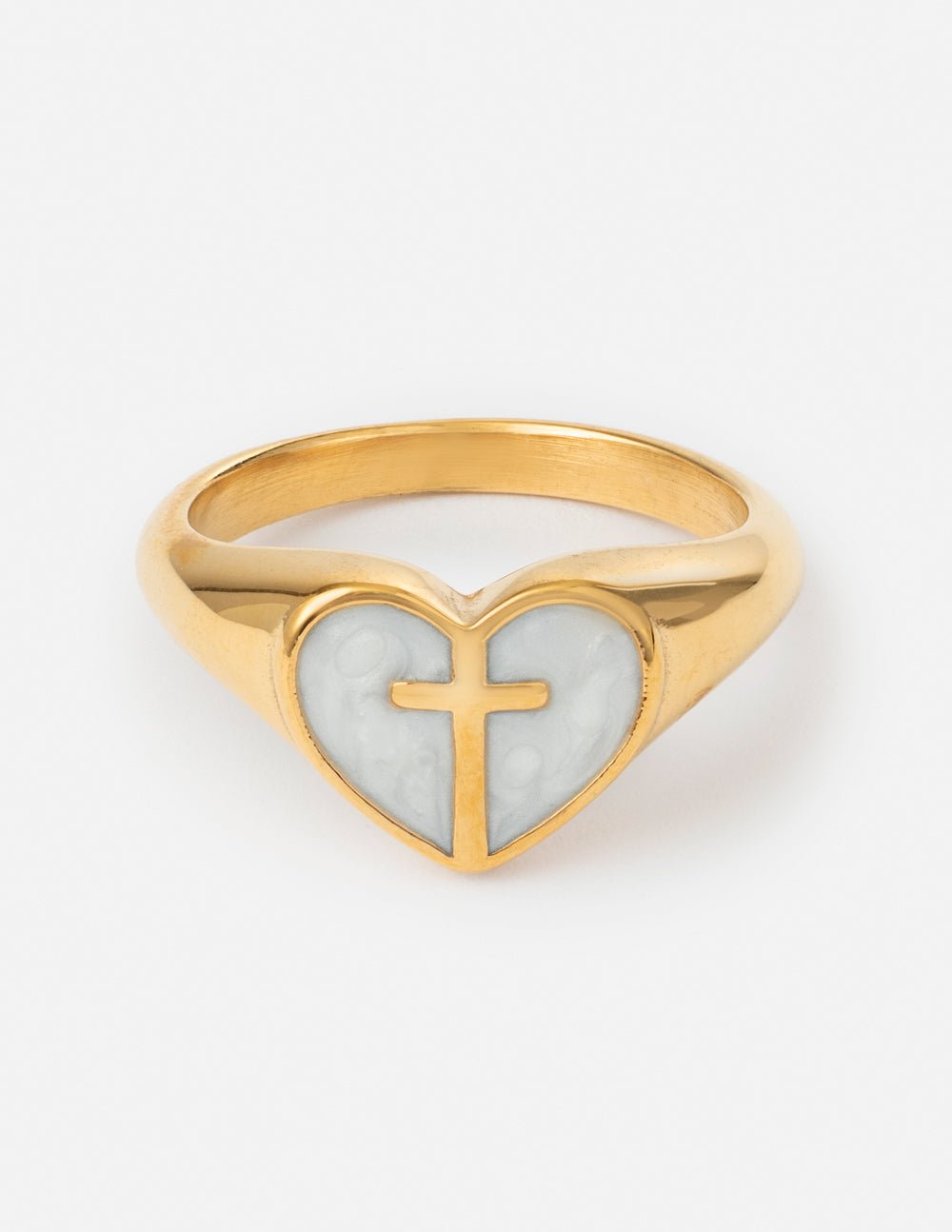 Enamel Heart Cross Ring - Two & Gathered
